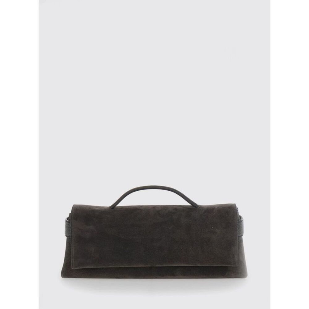 Brunello Cucinelli Suede Calfskin Clutch With Monili Embellishment